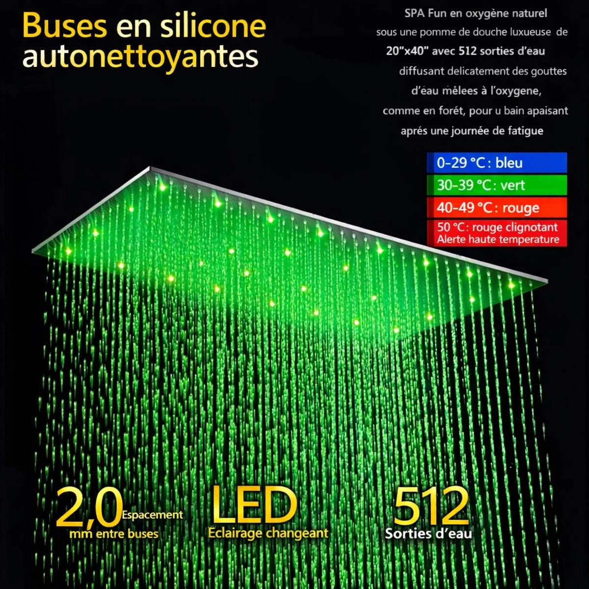 Détail ciel de pluie Marbelle chrome XXL